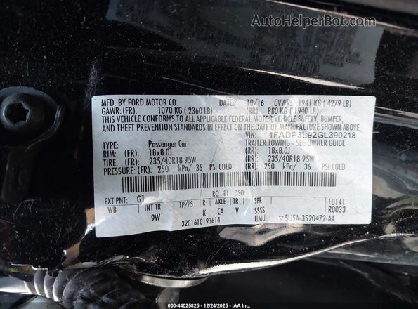 1FADP3L92GL390218 2016 FORD FOCUS ST Черный Вид подкапотного пространства