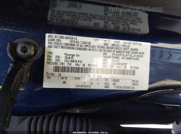 1FADP3L97GL212935 2016 FORD FOCUS ST Синий Вид подкапотного пространства