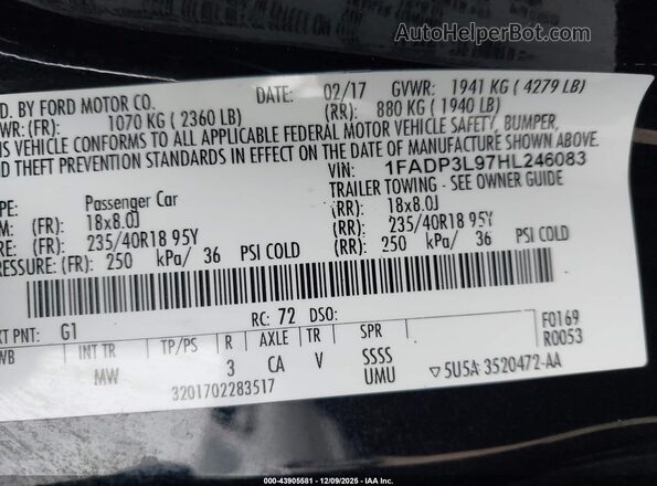 1FADP3L97HL246083 2017 FORD FOCUS ST Черный Вид подкапотного пространства