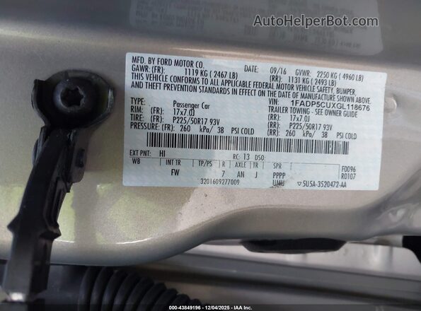 1FADP5CUXGL118676 2016 FORD C-MAX ENERGI Brown Engine compartment view