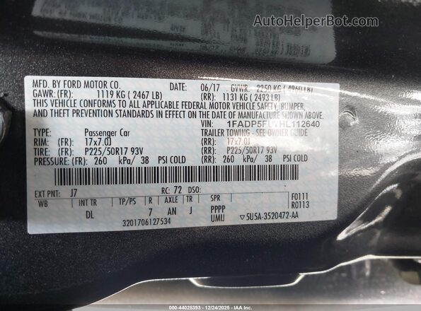 1FADP5FU7HL112640 2017 FORD C-MAX ENERGI Серый Вид подкапотного пространства