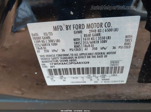 1FM5K8AC3PGA83329 2023 FORD POLICE INTERCEPTOR Черный Вид подкапотного пространства
