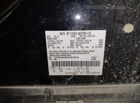 1FM5K8AR5HGA79014 2017 FORD UTILITY POLICE INTERCEPTOR Black Engine compartment view