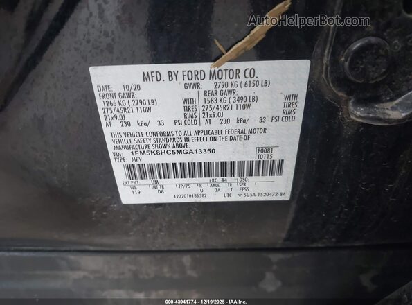 1FM5K8HC5MGA13350 2021 FORD FORD EXPLORER Black Widok komory silnika