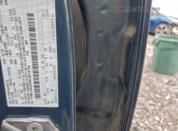 1FMCU0GDXKUB14752 2019 FORD ESCAPE Серый Вид наклейки с VIN-кодом