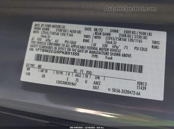 1FTBW2CG5PKB51555 2023 FORD TRANSIT-350 Gray Widok komory silnika