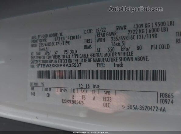 1FTBW3XK9PKA35537 2023 FORD E-TRANSIT-350 CARGO VAN White Widok komory silnika