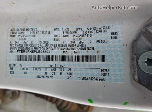 1FTER4FH5PLE06302 2023 FORD RANG Белый Вид подкапотного пространства
