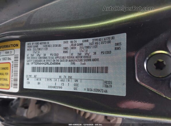 1FTER4HH2RLE45994 2024 FORD RANG Серый Вид подкапотного пространства