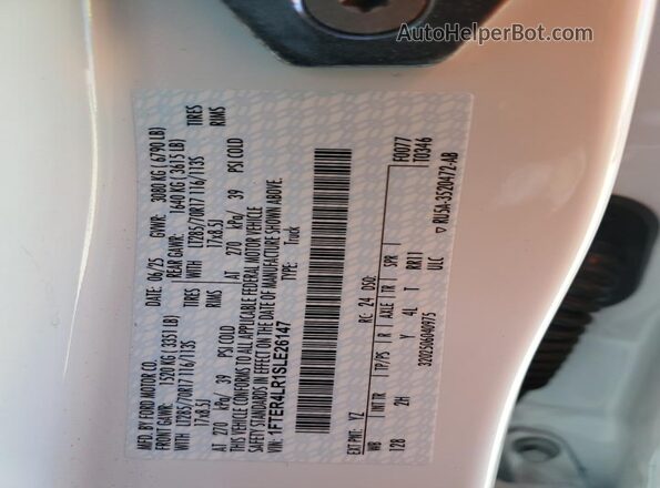 1FTER4LR1SLE26147 2025 FORD RANG White Vista del compartimento del motor