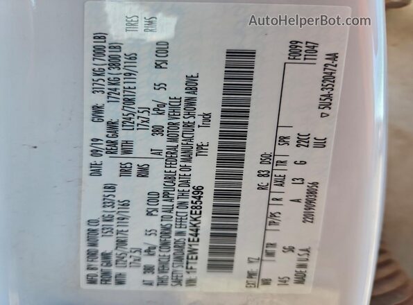 1FTEW1E44KKE85496 2019 FORD F150 Белый Вид подкапотного пространства