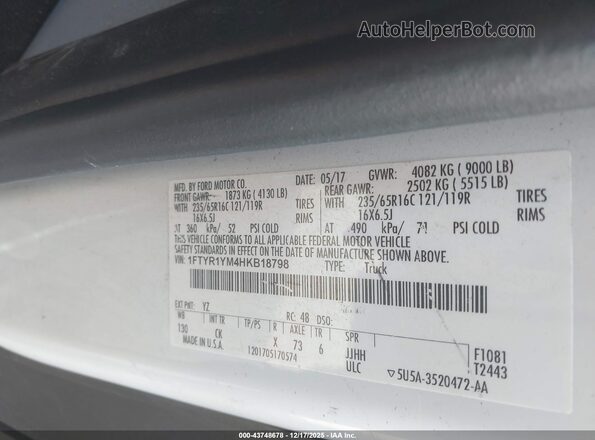 1FTYR1YM4HKB18798 2017 FORD TRANSIT-250 Белый Вид подкапотного пространства