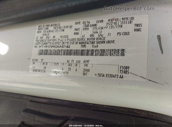 1FTYR1ZM6GKA87342 2016 FORD TRANSIT-250 Зеленый Вид подкапотного пространства