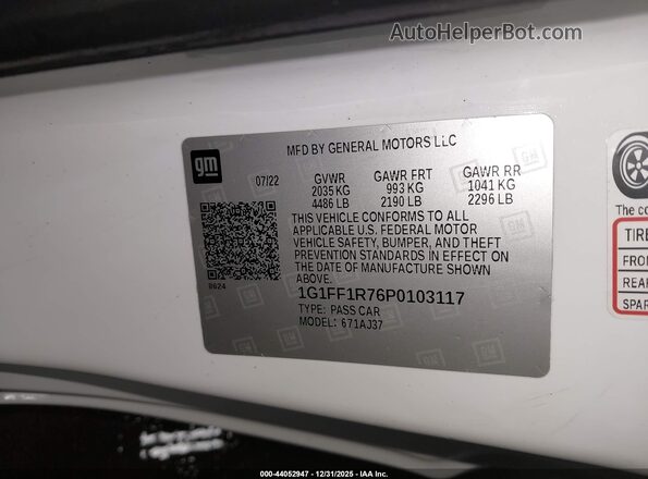 1G1FF1R76P0103117 2023 CHEVROLET CAMARO White Vista del compartimento del motor