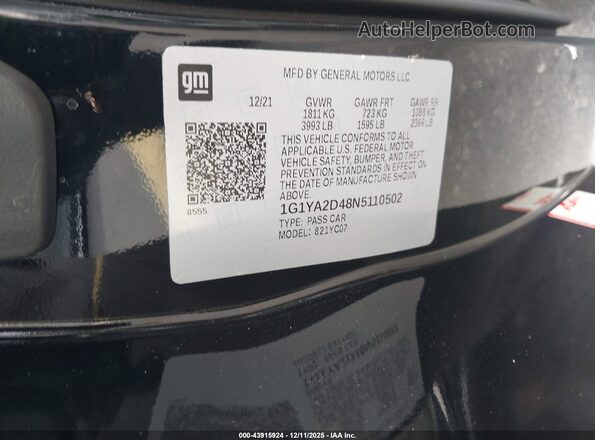 1G1YA2D48N5110502 2022 CHEVROLET CORVETTE Black Շարժիչի բաժամունքի տեսք