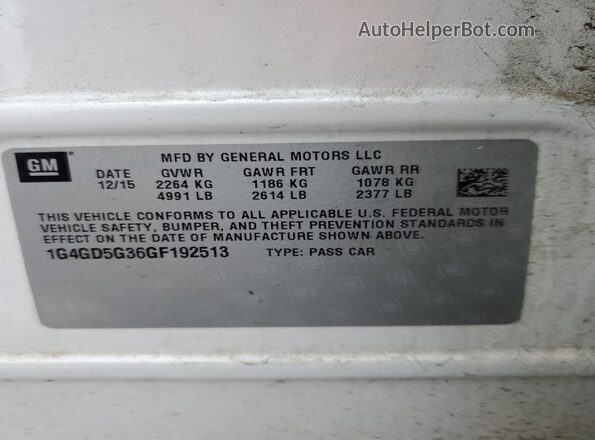 1G4GD5G36GF192513 2016 BUICK LACROSSE Белый Вид подкапотного пространства