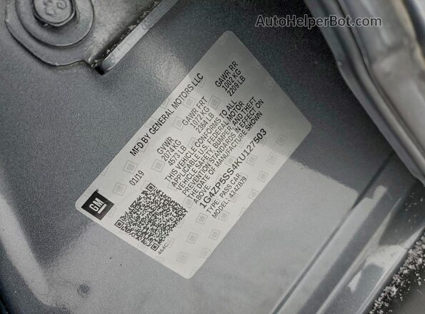 1G4ZP5SS4KU127503 2019 BUICK LACROSSE Серый Вид наклейки с VIN-кодом