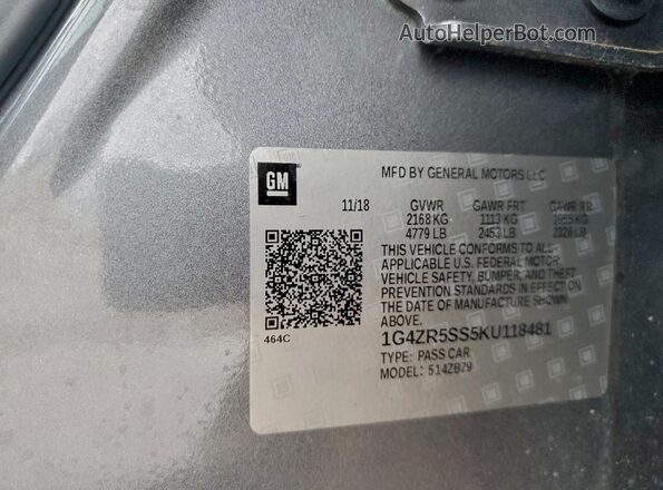 1G4ZR5SS5KU118481 2019 BUICK LACROSSE Серебряный Вид подкапотного пространства