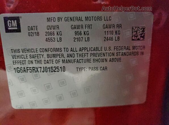 1G6AF5RX7J0152510 2018 CADILLAC ATS Red Engine compartment view