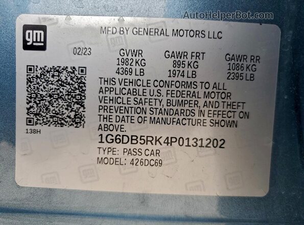 1G6DB5RK4P0131202 2023 CADILLAC CT4 Blue Widok komory silnika