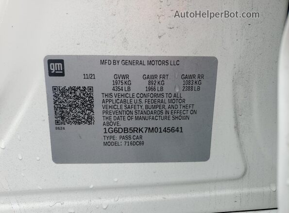 1G6DB5RK7M0145641 2021 CADILLAC CT4 Белый Вид подкапотного пространства