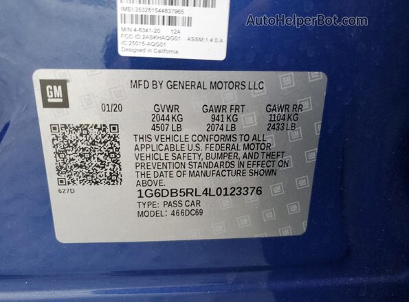 1G6DB5RL4L0123376 2020 CADILLAC CT4 Синий Вид подкапотного пространства
