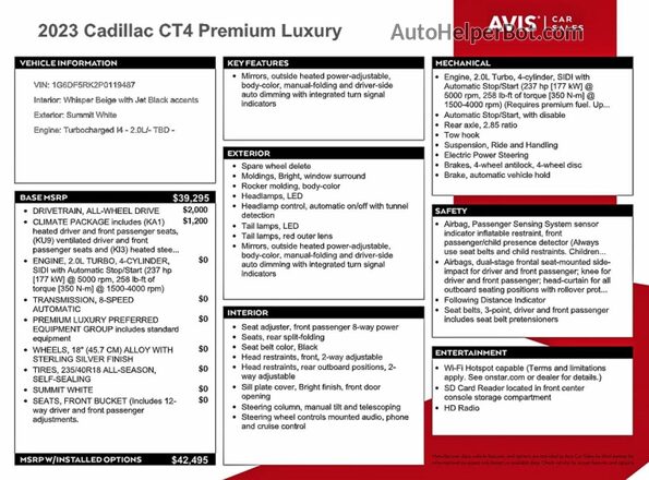1G6DF5RK2P0119487 2023 CADILLAC CT4 White Շարժիչի բաժամունքի տեսք