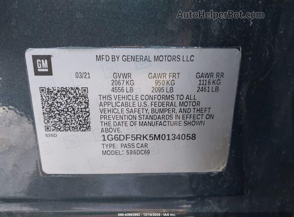 1G6DF5RK5M0134058 2021 CADILLAC CT4 Blue Engine compartment view