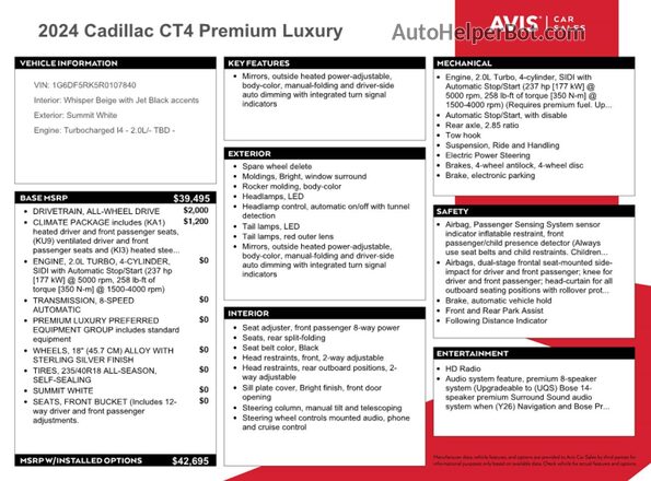 1G6DF5RK5R0107840 2024 CADILLAC CT4 White Widok komory silnika