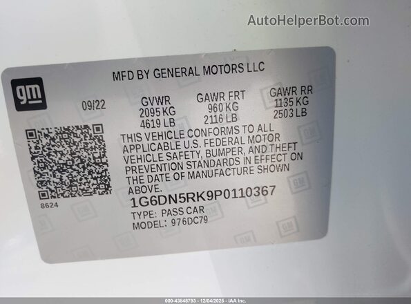 1G6DN5RK9P0110367 2023 CADILLAC CT5 White Շարժիչի բաժամունքի տեսք