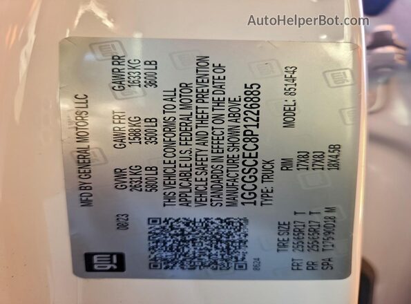 1GCGSCEC8P1226885 2023 CHEVROLET COLORADO Белый Вид подкапотного пространства