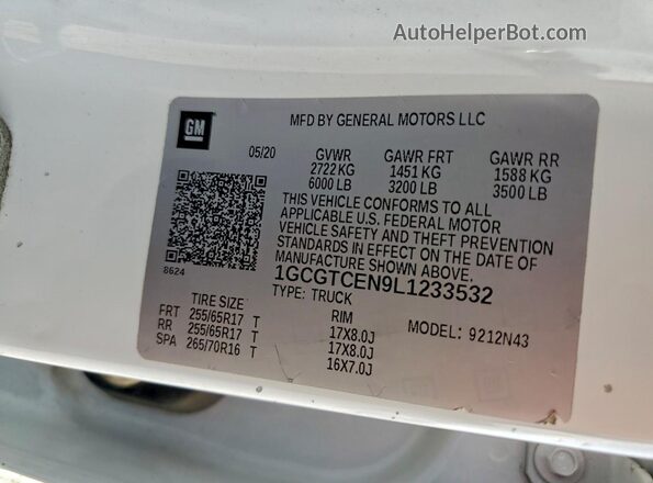 1GCGTCEN9L1233532 2020 CHEVROLET COLORADO Белый Вид подкапотного пространства
