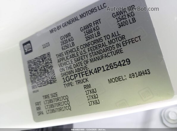 1GCPTFEK4P1265429 2023 CHEVROLET COLORADO Белый Вид подкапотного пространства