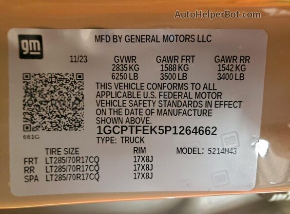 1GCPTFEK5P1264662 2023 CHEVROLET COLORADO Бежевый Вид подкапотного пространства