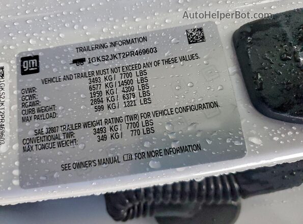1GKS2JKT2PR469603 2023 GMC YUKON Белый Вид наклейки с VIN-кодом
