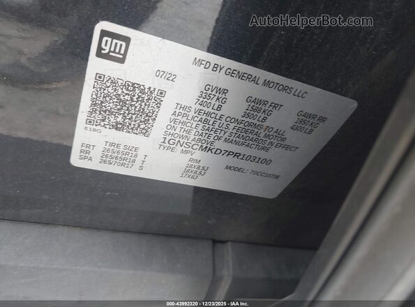 1GNSCMKD7PR103100 2023 CHEVROLET TAHOE Black ძრავის განყოფილების ხედი