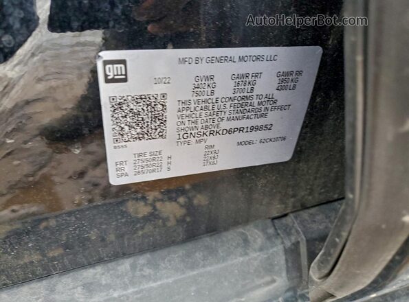 1GNSKRKD6PR199852 2023 CHEVROLET TAHOE Черный Вид наклейки с VIN-кодом
