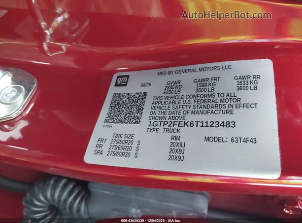 1GTP2FEK6T1123483 2026 GMC CANYON Красный Вид подкапотного пространства