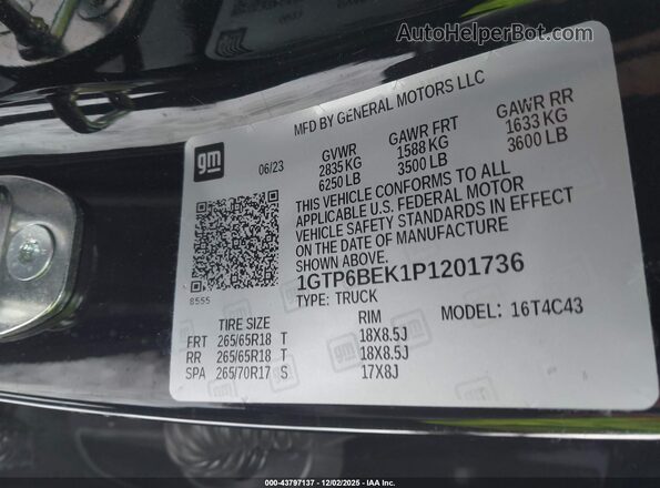 1GTP6BEK1P1201736 2023 GMC CANYON Black Вид підкапотного простору