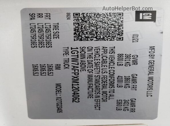 1GTW7AFPXM1204062 2021 GMC SAVANA White 
