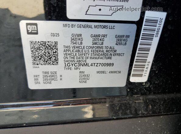 1GYC3NML4TZ700989 2026 CADILLAC VISTIQ Черный Вид наклейки с VIN-кодом
