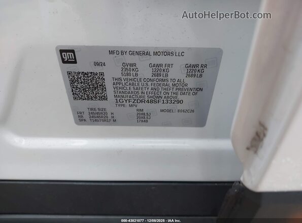 1GYFZDR48SF133290 2025 CADILLAC XT4 Белый Вид подкапотного пространства