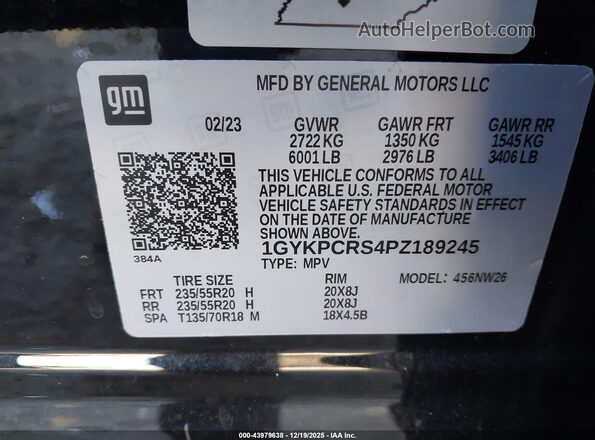 1GYKPCRS4PZ189245 2023 CADILLAC OTHER Черный Вид подкапотного пространства