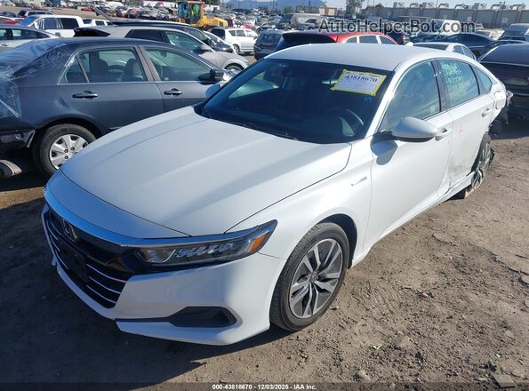 1HGCV3F14MA003419 2021 HONDA ACCORD HYBRID Белый Передняя левая четверть