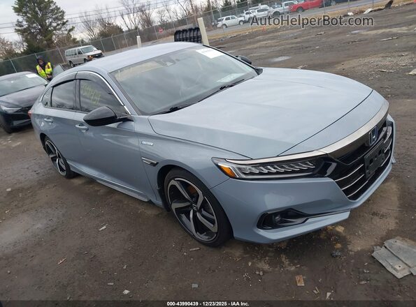 1HGCV3F2XNA023801 2022 HONDA ACCORD HYBRID Синий Передняя правая четверть