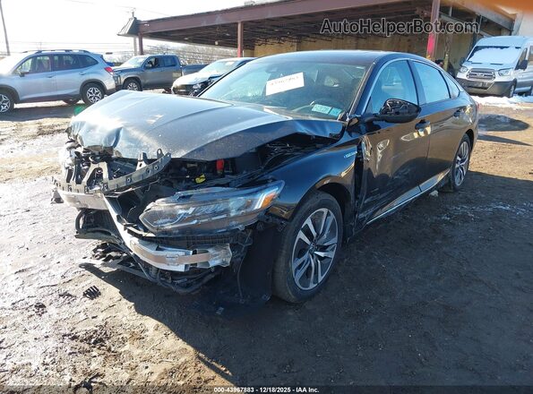 1HGCV3F47KA005771 2019 HONDA ACCORD HYBRID Black წინა მარცხენა ხედი სამი მეოთხედიდან
