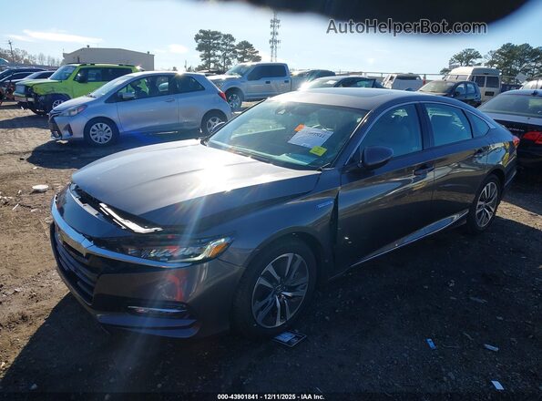 1HGCV3F48KA018464 2019 HONDA ACCORD HYBRID Gray წინა მარცხენა ხედი სამი მეოთხედიდან