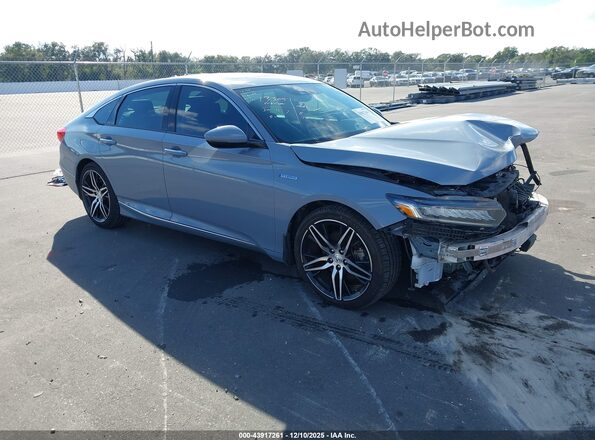 1HGCV3F91MA000046 2021 HONDA ACCORD HYBRID Серый Передняя правая четверть