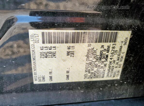1N4AA6AP1HC416283 2017 NISSAN MAXIMA Black Widok naklejki z numerem VIN