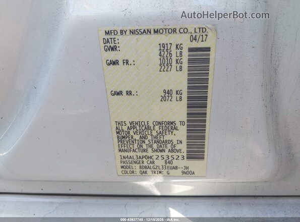 1N4AL3AP0HC253523 2017 NISSAN ALTIMA White ძრავის განყოფილების ხედი